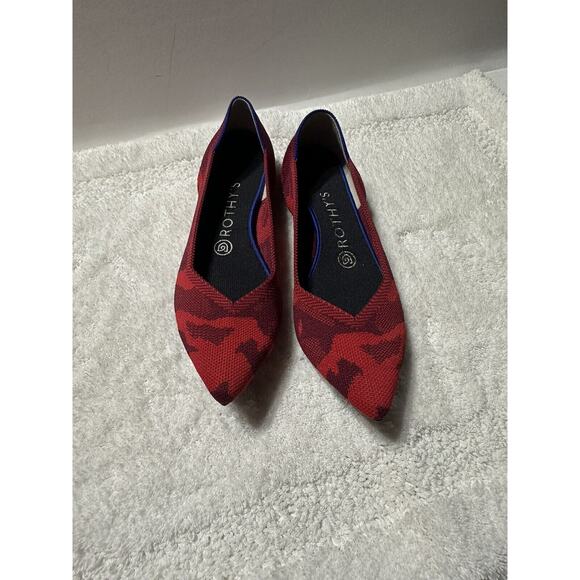 Rothy's The Point Pattern Red Camo Limited Edition Flats Shoes W8 Retired - Picture 3 of 13